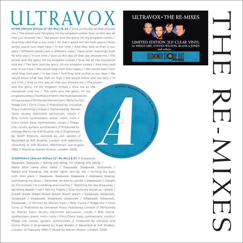 Ultravox - The Re-Mixes (Clear Vinyl) (RSD 2026)