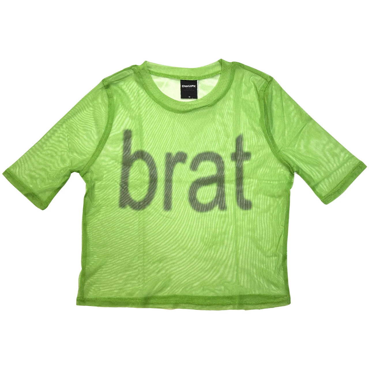 Charli XCX - Mesh Crop Top: Brat Logo - Sieviešu krekls